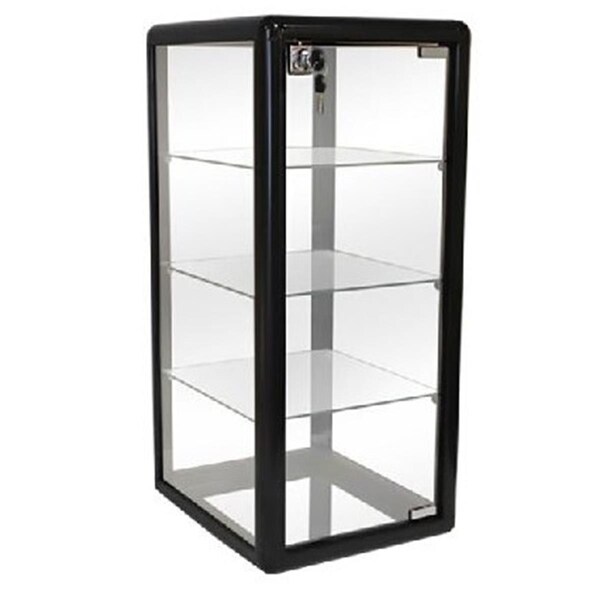 Amko 14 x 27 in. Glass Countertop Showcase Tower Display Case, Black F-1302-B - main